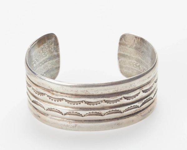 Stamped Silver Cuff Bangle